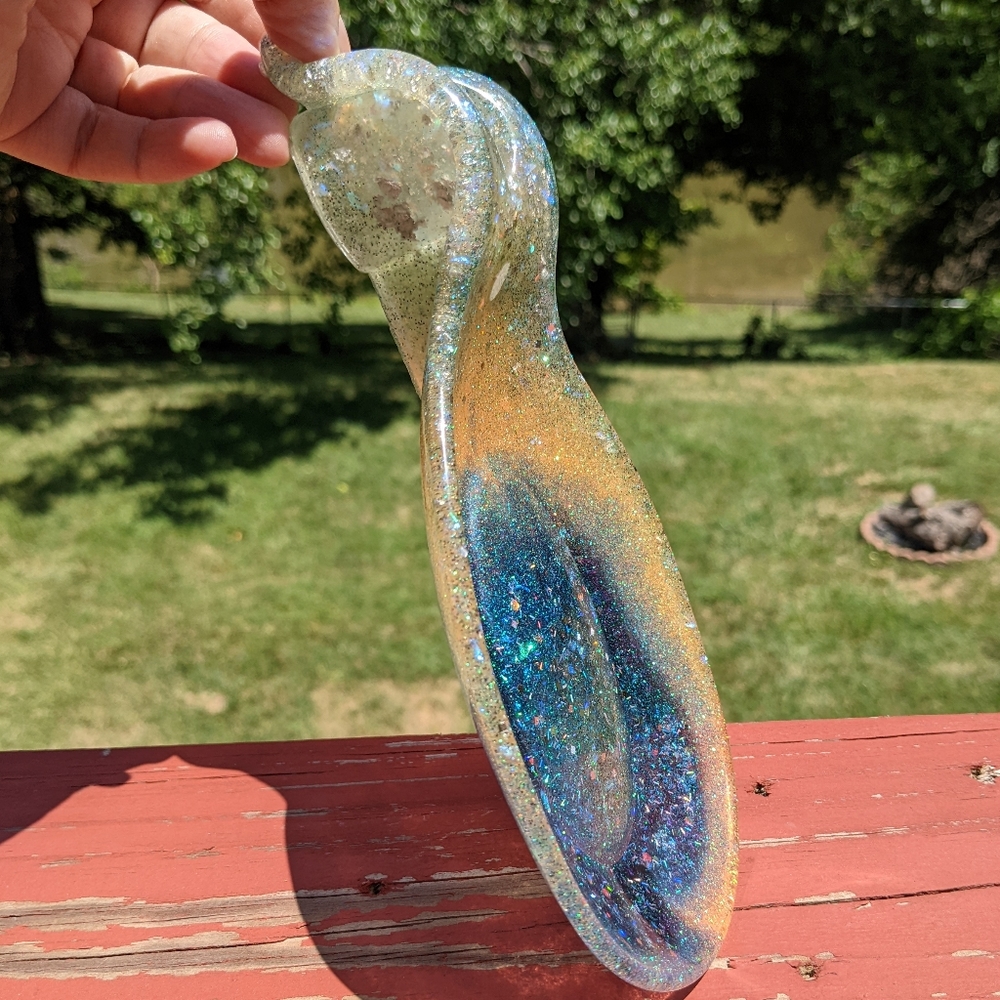 Spoon Rest Super Sparkly Food safe Epoxy Resin Handmade Art Spoon Cozy Baking - Picture 7 of 7